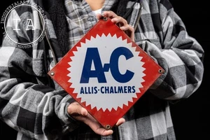 A-C Allis Chalmers rotes einseitiges Porzellanschild - Bild 1 von 6