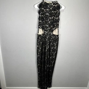 Misguided Jumpsuit Halter Neck Sleeveless Size 12 lace overlay side cutout - Picture 1 of 15
