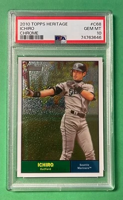 2010 TOPPS HERITAGE ICHIRO CHROME 1236/1961 #C68 PSA 10 GEM MINT MARINERS - Image 1 of 2