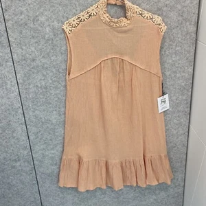Some Days Lovin Womens Sugar Lace Trim Dress A-Line Mini Orange Linen Cotton M - Picture 1 of 12