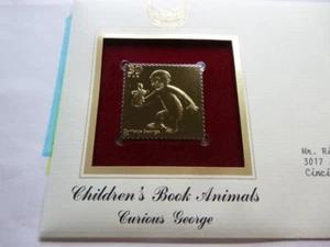 CURIOUS GEORGE CHILDRENS BOOK ANIMALS 1ST ISSUE 2006 USPS 24KT GOLD STAMP SET J2 - Picture 1 of 4