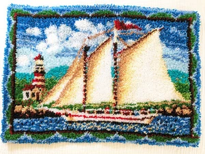 Velero Colgante de Colección Grande 38,5" x 27 Hecho a Mano Gancho de Pared Colgante Regata Completa - Imagen 1 de 7