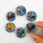 Dollhouse Miniatures Ceramic Dishes Plates Rooster Wall Kitchen Decor Set 6 Pcs