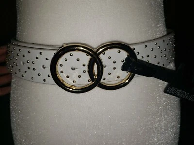 Nuevo con etiquetas Cinturón Express para mujer blanco y dorado con tachuelas talla pequeña o mediana $49,90 Foto 1 de 3
