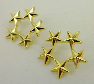 Pair WW2 US ARMY Officer Five Stars Rank Badge for Cap and Shoulder Collar Pin - Picture 1 of 4