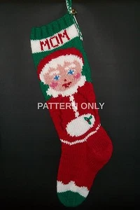 Pattern Only Hand Knitted MRS. CLAUS Christmas Stocking - Picture 1 of 2