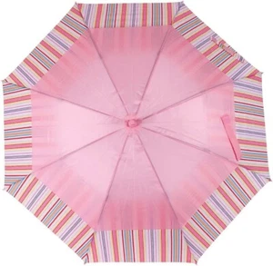 Laura Ashley Umbrella Large Automatic Seaside Stripe Stripes Pink Summer Spring - Picture 1 of 10