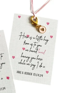 Cute Charms!  Loveheart metal clasp. Ideal wedding favours. Personalise - Picture 1 of 2