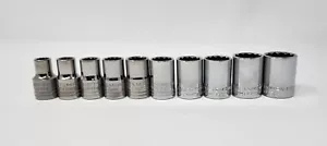 NUEVO 10 PIEZAS Craftsman 1/2” Drive 12PT SAE Juego de enchufes de trinquete cromado estándar - Imagen 1 de 2