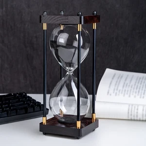 Grande Timer Sabbia,Timer Clessidra 60 Minuti,Timer Vetro Ore Legno Vintage,Mod - Foto 1 di 12
