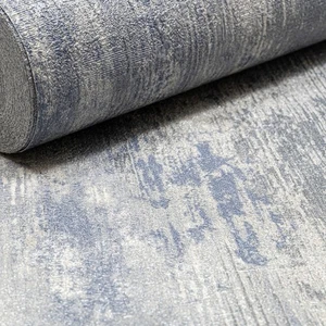 Plain Blue Metallic Concrete Effect Silver Shimmer Textured Vinyl Bedroom Lounge - Picture 1 of 6