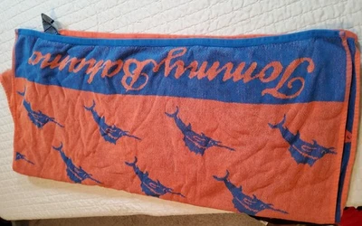 Tommy Bahama Beach Towel set of 1 - fish print orange blue 100% cotton - Image 1 of 4