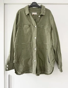 Anthropologie Pilcro Khaki Denim Jacket Size XL Distressed Shirt New With Tags  - Picture 1 of 5