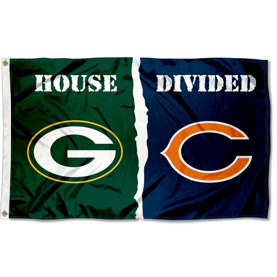 Bandera de rivalidad dividida Green Bay Packers vs. Chicago Bears House Foto 1 de 4