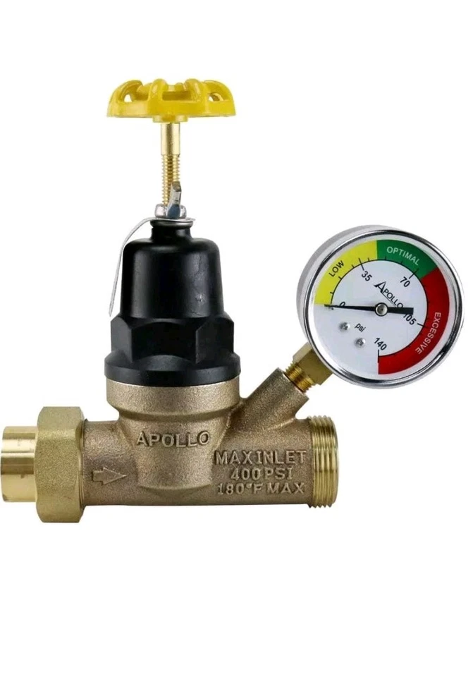 Apollo Pressure Regulating 3/4" Valve With Guage. Glass Is Missing From Gauge.SW - Image 1 of 4