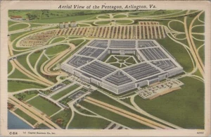 Pentagon Arlington Virginia VA Vogelperspektive Luft Leinen Postkarte F276 - Bild 1 von 2
