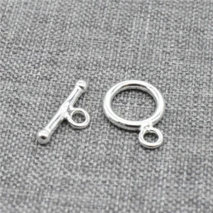 4 Sterling Silver Toggle Clasps 925 Silver Circle & Stick for Necklace Bracelet - Picture 1 of 4