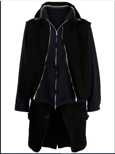 UNDERCOVER Cappotto nero sotto copertura Jun Takahashi da uomo in lana dettaglio cerniera stratificato taglia 4