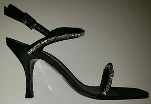 ESCADA EVENING SCHWARZ SATIN STRASS SANDALEN PUMPS DAMEN GRÖSSE 8 - Bild 1 von 7