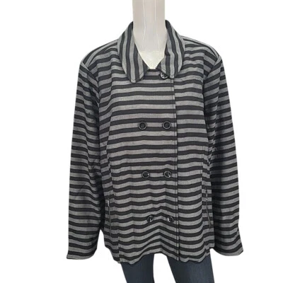 Chaqueta Isaac Mizrahi Live Doble Pecho 28W Talla Grande 3X Negra Rayas Estampada Foto 1 de 4