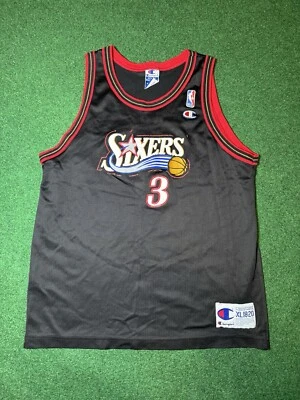 Camiseta deportiva mediana vintage años 90 Allen Iverson Champion Philadelphia Sixers niños XL para hombre Foto 1 de 4