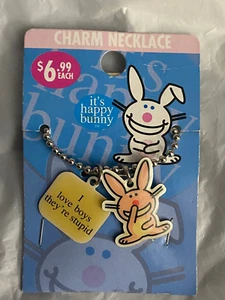 Collar It's Happy Bunny Charm (I Love Boys They're Stupid) *NUEVO* US1 - Imagen 1 de 6