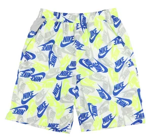 NIKE Boys AOP Logo Woven Shorts sz XL X-Large White Gray Blue Volt Athleisure - Picture 1 of 2