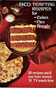 Ekco 30 Tempting Recipes for Cakes Pies Breads Baking Cookbook PB 1977 - Foto 1 di 6