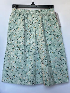 NWT Handmade Girl's Modest Mint Floral Boxed Culottes/Split Skirt ~ Size 5 - Picture 1 of 5