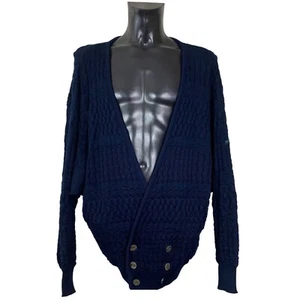 CÁRDIGAN DE LANA BOSS VINTAGE AÑOS 80 AZUL MARINO WOOLMARK. TALLA: XLARGE - Imagen 1 de 8