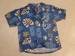 Hawaiian Blue Short Sleeve Button Down Boys Size 8/10 - Picture 1 of 2