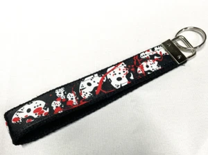 Wristlet Keychain Jason Vorhees Ribbon Key Chain Friday The 13th Blood Spatter - Picture 1 of 4