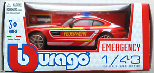 Bburago Emergency Mercedes-Benz AMG GT rot/weiß FEUERWEHR 1:43 Neu/OVP Auto Car