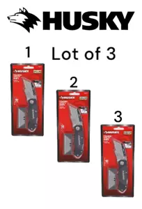 Husky Folding Utility Knife Lock Back 🆕 Set of 3 with extra blades. HOT BUY🔥 - Picture 1 of 6