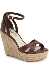 Women's BCBGeneration Holly Espadrille Wedges, BG-HOLLY Cognac Size 6.5M Leather - Picture 1 of 2