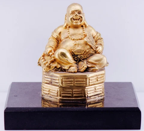 Antique Chinese Qing Dynasty Buddha Figure Desk Clock Gilt Bronze Verge Fusee Cover