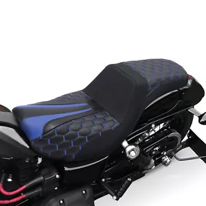 Asiento de pasajero conductor negro + azul apto para Harley Dyna Low Rider Wide Glide 06-17 - Imagen 1 de 10