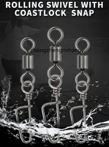 20~100Pcs Ball Bearing Fishing Swivels Snap Coastlock Fishing Line Connector - Picture 1 of 17