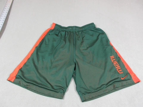 Miami Hurricanes Shorts Mens Large Green Orange Nike Drifit Mesh Basketball Gym Cover