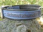 Lederhalsband Schmutzhund 45 cm Halsband Hundehalsband Hund Leder Laser blau
