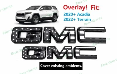 НАКЛАДНАЯ передняя задняя глянцевая черная эмблема USFlag GMC подходит для 2020+ Acadia 2022+ Terrain - Изображение 1 из 4