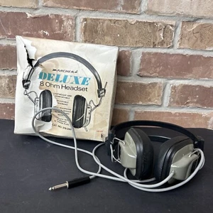 ARCHER DELUXE 8 OHM WIRED HEADSET NO. 279-200 1/4" PHONE PLUG HEAD PHONES - Picture 1 of 8