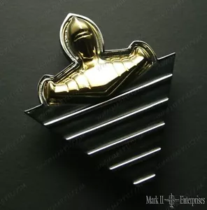 1954 54 Lincoln Gold Chrome Quarter Emblem Nameplate 2-Piece Set NEW - Picture 1 of 2