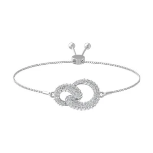 10k White Gold Diamond Bolo Bracelet for Women 7" 0.4ct Color IJ Clarity I2I3 - Picture 1 of 5