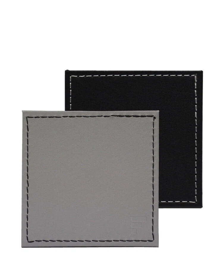 Grey & Black Reversible FAUX LEATHER Coasters Set Of 4 Fast And Free P&P - Image 1 of 1