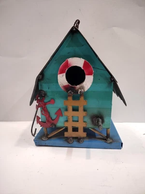 Metal Bird House colorido, divertido ambiente playa / nuevo regalo 11x9" Foto 1 de 3