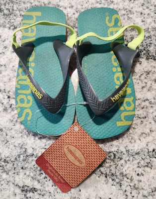 SANDALIAS CHANCLAS HAVAIANAS NIÑO TALLA 9C LOGO AZUL NARANJA CORREA ESPALDA PLAYA Foto 1 de 4
