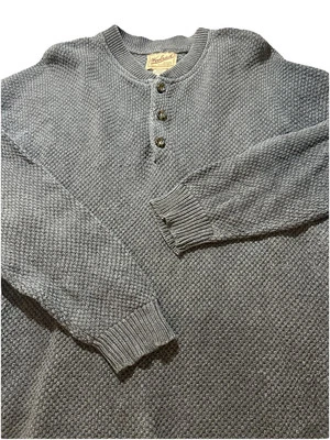 Suéter Vintage Woolrich Henley 3 Botones, Gris Oscuro, Hombre XL Foto 1 de 4