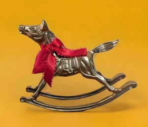 Vintage Schaukelpferd aus massivem Messing festliche Weihnachtsdeko  - Bild 1 von 8