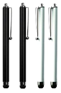 4 (2Bk/2Wht) Aluminum Pen Stylus Universal For iPhone iPad Samsung Tablet Phone - Picture 1 of 3